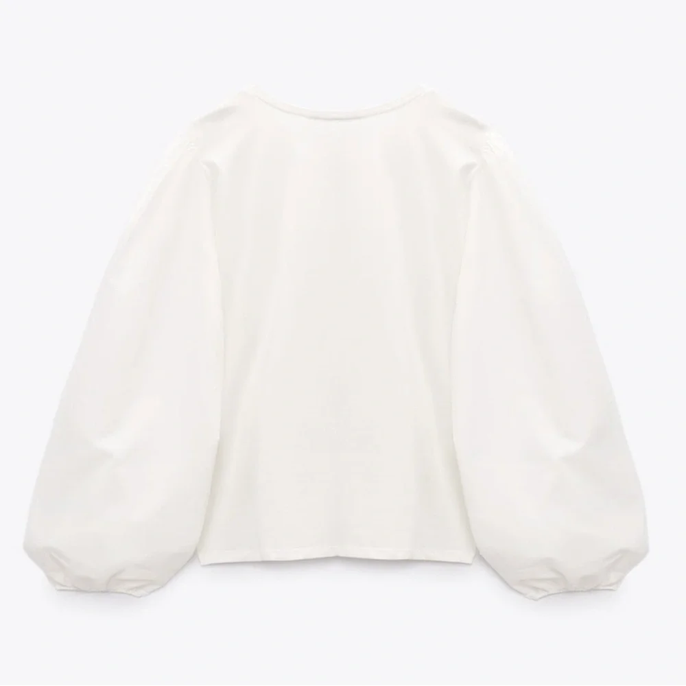 Zara Combination Banded Women's Oyster White Top Small